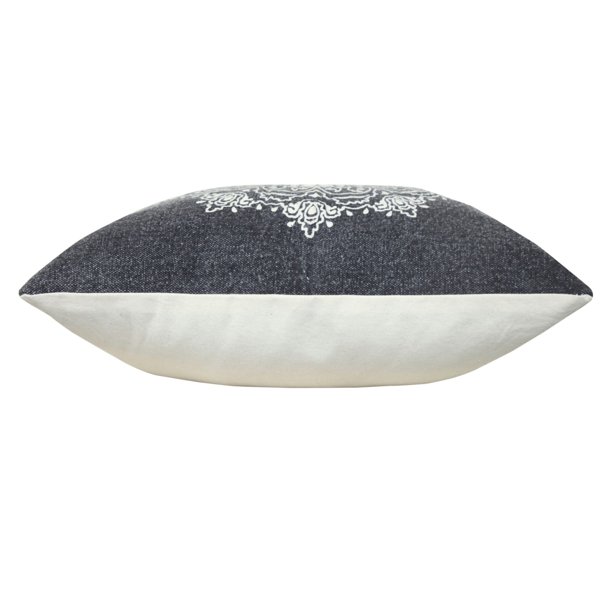 20" X 20" Jet Black And White 100% Cotton Geometric Zippered Pillow-3