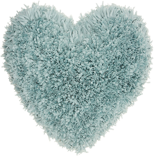 Heart Shaped Celadon Shag Accent Pillow-1