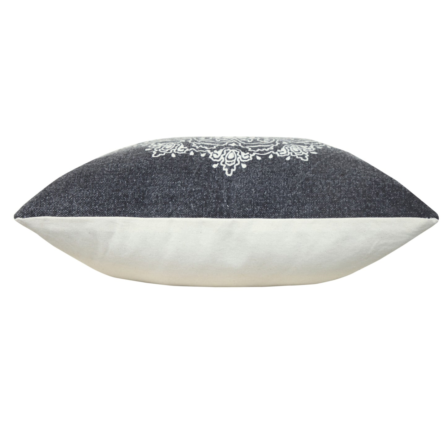 20" X 20" Jet Black And White 100% Cotton Geometric Zippered Pillow-3